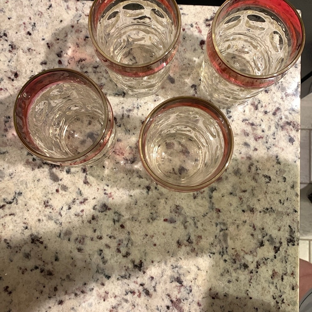 Vintage Tiffin Ruby Red Flash Kings Crown Glass Water Tumblers Set of 4 RARE - Picture 4 of 5